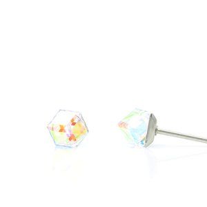 4mm Iridescent Swarovski Earrings | Mini Cubic Crystal Studs | Hypoallergenic